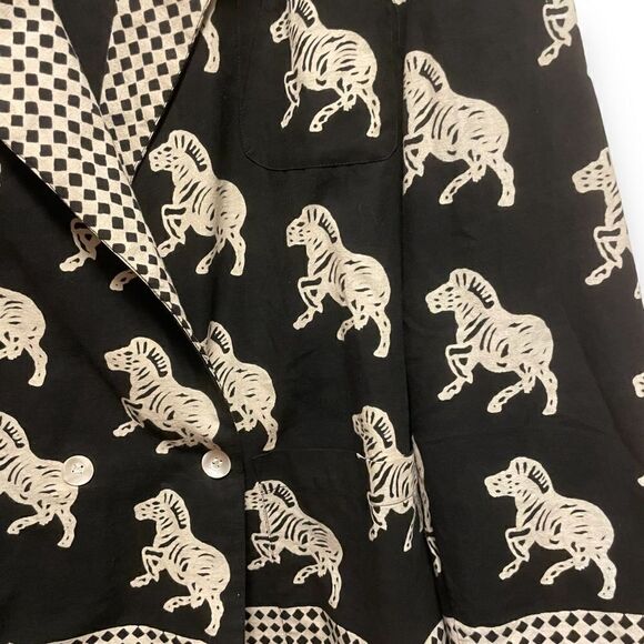 Vintage 90’s Primitive Arts Zebra Print Blazer - Picture 3 of 7